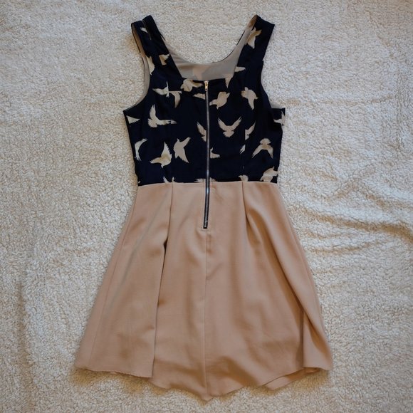 Sugar Lips Dress with Navy Top & Bird Print - Picture 2 of 3